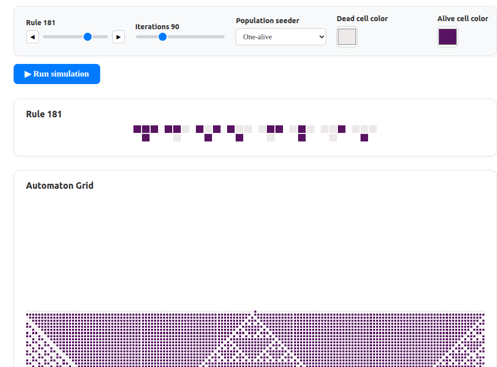 One-dimensional binary-state cellular automaton GUI